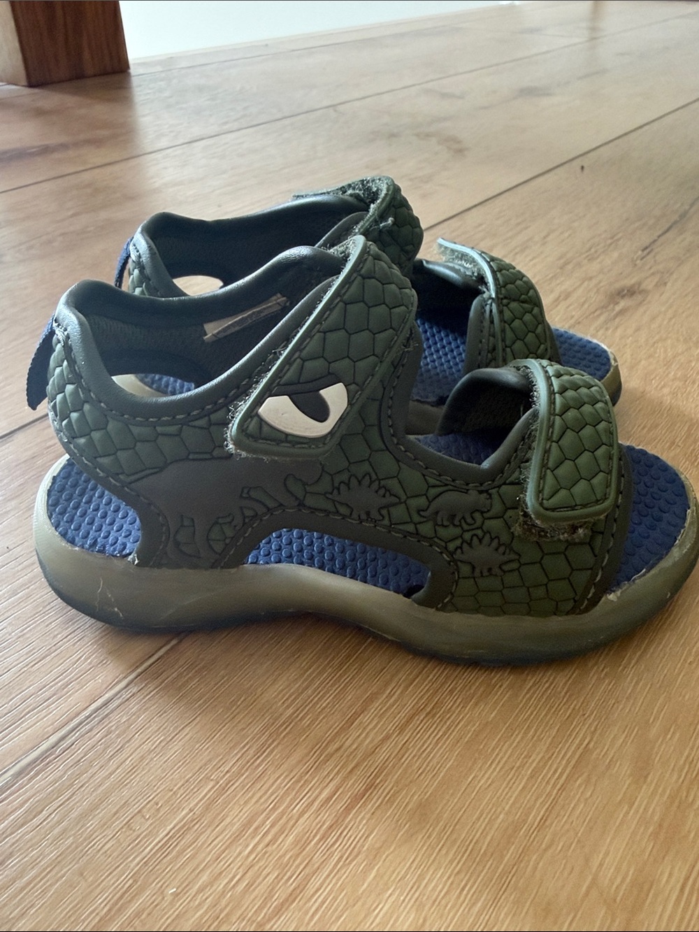 Carter's Green Dragon Sandals with Blue Footbed
